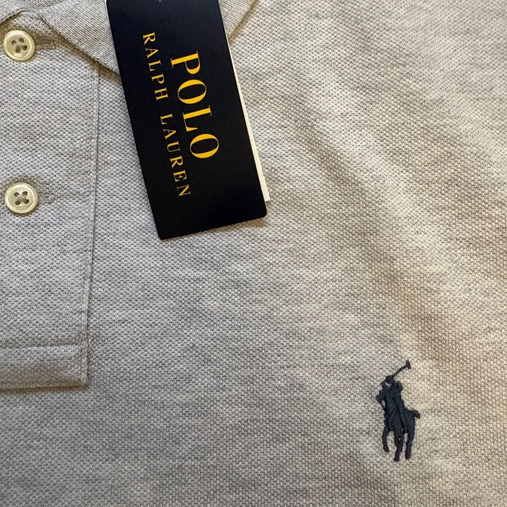Polo Ralph Lauren Custom Slim Fit Grey Polo Shirt XXL Embroidered Logo